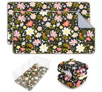 Bienbee Guinea Pig Bedding, 2 Pack 47" x 24" Reusable Guinea Pig Cage Liner Waterproof and Absorbent Small Animal Bedding Washable Pee Pads for Small Pet Hamster Rabbit Squirrel Pink and White Flowers