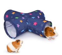 Bienbee Guinea Pig Tunnel, 4 Way Washable Guinea Pig Hideout,Foldable Rabbit Tunnel Guinea Pigs Toys for Bunny Hamster Chinchilla Ferret Rabbit Guinea Pigs Accessories Stars