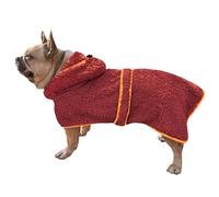 Bienbee Soft Dog Bathrobe，Super Absorbent & Quick-Drying Dog Robe with Hood, Cozy Drying Coat for After Bath, Red M
