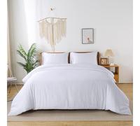 bienDo King Size Duvet Cover Sets, White Bamboo Quilt Cover, Vegan Silk, 400 Thread Count -Softer and More Breathable than Egyptian Cotton Bedding Linen, Cooling, Anti Allergy