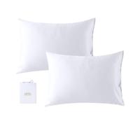 bienDo White Pillowcases 2 Pack, Bamboo - Vegan Silk, Cooling, Anti-Acne, Hypoallergenic, Luxury-Standard UK Size (50x75cm), Envelop Closure