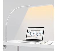 BIENSER LED Desk Lamp with Clamp, Eye Caring Reading Lamp with 10 Brightness, 5 Color Modes, Long Flexible Gooseneck Daylight Light, Architect Task Lamp, Clip on Lamps for Home Office, Super Bright
