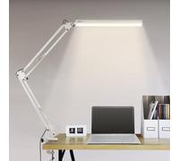 BIENSER LED Desk Lamp with Clamp, Swing Arm Desk Light, Eye-Caring Dimmable | 10 Brightness Levels, 3 Colour Modes, Adjustable Table Lamp for Study, Drawing, Office, Architect, Task, Workbench, USB Power