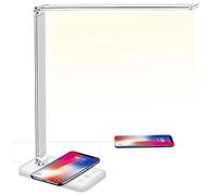BIENSER LED Desk Lamp with Wireless Charging, USB Charging Port, 10 Brightness Levels, 5 Lighting Modes, Dimmable Eye-Caring Desk Lamps for Home Office, Touch Control, Auto Timer, 20W Adapter Included