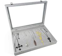 BIENSER Necklace Organiser, Velvet Lid Necklace Holder, Display Tray Case Lockable, Dustproof, 13.14"(L) X 9.18"(W)