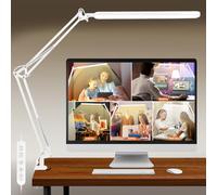 BIENSER New LED Desk Lamp with Clamp, 11 Brightness Levels, 5 Color Modes, 45min Auto Timer, Bigger Swing Arm, Larger Lampshade with 112 LEDs & Brighter Lighting, Eye-Caring Desk Light for Home Office