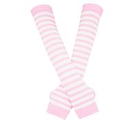 Bienvenu Punk Gothic Rock Long Arm Warmer Fingerless Gloves, Pink White, One Size