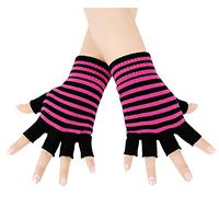 Bienvenu Unisex Stretchy Fingerless Hand Warmer Skeleton Gloves, Fuchsia, One Size