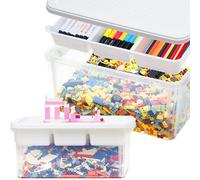 Bienvoun Plastic Storage Bins with Lid Building Plate Dividers Block Storage Clear Art Supply Craft Organizers Playroom Container Organizer with Lid for Bead Crayon