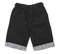 Bienzoe Boy Elastic Waisted Shorts: Kids Trendy Cotton Twill Summer Casual Bermuda Black 8