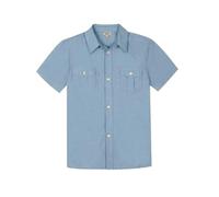 Bienzoe Boys Short Sleeve Shirt for School: Kids Button Up Collared Dress Fashion Shirts Denim Blue 12