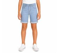 Bienzoe Girls Adjustable Denim Shorts: Stretch Jeans Bermuda | High Rise Fit, Roll Cuff Hem, Everyday Wear, Playground, Beach Trips, Family Outings, Summer Activities, Easy Outfit Pairing