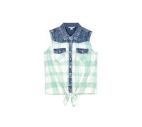 Bienzoe Girls Crop Tank Tops: Cowgirl Plaid Sleeveless Button Down Western Casual Blouse Green 16