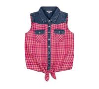 Bienzoe Girls Crop Tank Tops: Cowgirl Plaid Sleeveless Button Down Western Casual Blouse Hot Pink 14