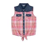 Bienzoe Girls Crop Tank Tops: Cowgirl Plaid Sleeveless Button Down Western Casual Blouse Pink 7