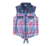 Bienzoe Girls Crop Tank Tops: Cowgirl Plaid Sleeveless Button Down Western Casual Blouse Red 14