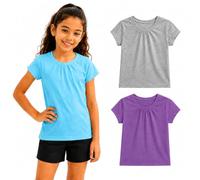 Bienzoe Plain Solid Girls T-Shirts: School Basic Tee 3-Pack B Size 6/6X