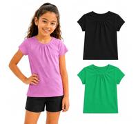 Bienzoe Plain Solid Girls T-Shirts: School Basic Tee 3-Pack G Size 6/6X