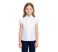 Bienzoe White Wrinkle-Free Girls Blouse: School Uniform Cotton Shirt | Ages 6-13, For Classroom, Choir, Church, Picture Day, Recitals, Graduation, Family Photos, Regular Fit, Easy Care, Soft Feel