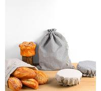 BIEOFFEI 4 Pack Linen Bread Bags for Homemade Bread Sourdough with Bowl Cover - Reusable Bread Storage Bags with Food Grade Liners - Sourdough Bread Bag & Beeswax Bread Bag with Bread Proofing Cover