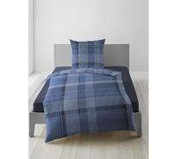 Bierbaum 4046 Fine Flannelette Bed Linen, Designed in Germany, Blue 20, 155 x 220 + 80 x 80 cm, Comfort Size
