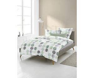 Bierbaum 4153 Fine Flannelette Bed Linen, Designed in Germany, Green 30, 155 x 220 + 80 x 80 cm, Comfort Size