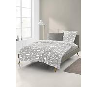 Bierbaum 4176 Fine Flannelette Bed Linen, Designed in Germany, Beige 80, 155 x 220 + 80 x 80 cm, Comfort Size