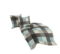 Bierbaum 6452_02 Flannelette Bedding Design 155 x 220 cm and 80 x80 cm Turquoise