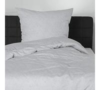 Bierbaum Bed Linen 3292, Satin Basic, Designed in Germany, Silver 03, Herringbone Pattern, 155 x 220 + 80 x 80 cm, Comfort Size