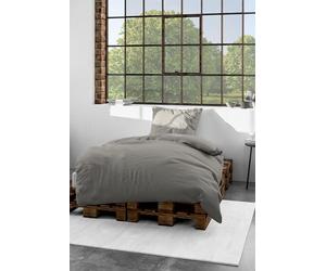 Bierbaum Bed Linen 3899 Mako Satin Bed Sheets, 100% Cotton, Designed in Germany, Taupe 82, 135 x 200 + 80 x 80 cm