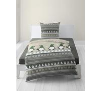 Bierbaum Bed Linen 4051, Flannelette, 100% Cotton, Designed in Germany, Green 30, 135 x 200 + 80 x 80 cm