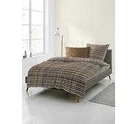 Bierbaum Bed Linen 4143, Fine Flannelette, Designed in Germany, Brown 80, 155 x 220 + 80 x 80 cm, Comfort Size