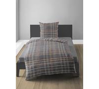 Bierbaum Bed Linen 4143, Flannelette, 100% Cotton, Designed in Germany, Graphite 10, 135 x 200 + 80 x 80 cm