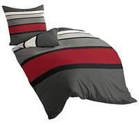 Bierbaum Mako Sateen Bed Linen 63 Red Design 4757, mako satin, multicoloured, 155 x 220 cm