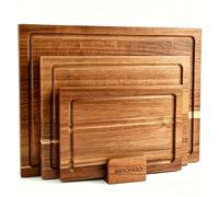 Bierofaro Acacia Wood Chopping Board Set of 3 with Stand, Reversible Wooden Cutting Boards with Juice Grooves, Large Medium Small Kitchen Boards for Meat, Bread, Fruit and Cheese