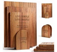 Bierofaro Book Chopping Board Set of 3 with Stand, Acacia Wood Cutting Board Set, Reversible Wooden Boards for Meat, Cheese, Bread, Fruit and Vegetables