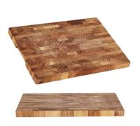 Bierofaro Teak Wood Chopping Board for Kitchen, 40 * 30 * 3 CM End Grain Cutting Board, Wooden Charcuterie Board, Large Butcher Block with Hidden Handles, Reversible, Suitable for Meat, Vegetables