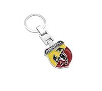 BIESL Key Rings for Abarth Fiat 500 2008-2023, Anti-Lost Key Rings with Logo Emblems Personalised Licence Plate Keychain Car Decoration Accessories Men Women,A