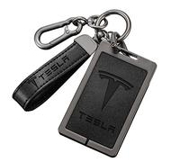 BIESL Key Rings for Tesla Model Y I 2020-2025, Anti-Lost Key Rings with Logo Emblems Personalised Licence Plate Keychain Car Decoration Accessories Men Women,Black