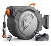 Bietor Retractable Garden Hose Reel, 1/2“ x 30m+2m Upgraded UV Resistant Heavy Duty Wall Mounted Hose Reel with 10 Patterns Nozzle, Any Length Lock, Slow Return System, 180°Swivel Bracket