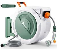 Bietor Retractable Garden Hose Reel, 1/2“ x 45m+2m Upgraded UV Resistant Heavy Duty Wall Mounted Hose Reel with 10 Patterns Nozzle, Any Length Lock, Slow Return System, 180°Swivel Bracket