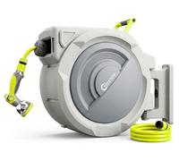 Bietor Retractable Garden Hose Reel, 1/2“ x 45m+2m Upgraded UV Resistant Heavy Duty Wall Mounted Hose Reel with 10 Patterns Nozzle, Any Length Lock, Slow Return System, 180°Swivel Bracket
