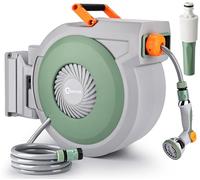 Bietor Retractable Hose Reel Wall Mounted 20m/30m/40m, Garden Hose Pipe with Auto Rewind, 180° Swivel Hose Reel, Anti-Kink Water Hose with 10 Spray Gun
