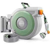 Bietor Retractable Hose Reel Wall Mounted 20m/30m/40m, Garden Hose Pipe with Auto Rewind, 180° Swivel Hose Reel, Anti-Kink Water Hose with 10 Spray Gun