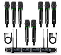 Bietrun 8-Channel Wireless Microphone System with 8 Rechargeable Mics Wireless, UHF 295ft Range, Professional Metal Cordless Dynamic Vocals Mics for Adults,Karaoke Party,Singing,Church,(Auto Connect)