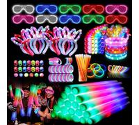 Bietrun Glow Party Supplies, 138PCS Glow in the Dark Party Supplies, 10 Foam Glow Sticks,50Pcs Glow Sticks,10 LED Glasses,10 LED Bunny Ear Headband,20 Pcs LED Ring,18Pcs Pop Tubes,20 LED Bracelet