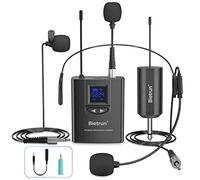 Bietrun UHF Wireless Lavalier Lapel Microphone System/Headset Mic/Stand Mic, 165ft Range, Rechargeable Transmitter Receiver, 1/4" Output, for iPhone,Android,PA Speaker,DSLR Camera,YouTube, Recording