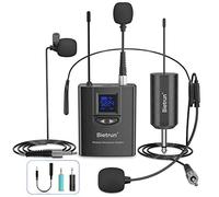 Bietrun UHF Wireless Lavalier Lapel Microphone System/Headset Mic/Stand Mic, 165ft Range, Rechargeable Transmitter Receiver, 1/4" Output, for iPhone,Android,PA Speaker,DSLR Camera,YouTube, Recording