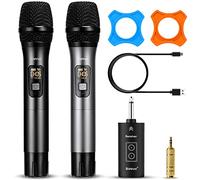 Bietrun Wireless Microphone, UHF Dual Handheld Dynamic Metal Mic System Set with Rechargeable Receiver and with Bluetooth, 160 ft Range, 1/4''Output, for Karaoke Machine, Singing, Amp, PA Speaker