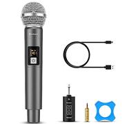 Bietrun Wireless Microphone, UHF Single Handheld Cordless Dynamic Metal Mic Set with Rechargeable Receiver, 1/4'' Plug Output, for Karaoke, Church, Wedding, Party Singing(98 ft Range)(Auto Connect)